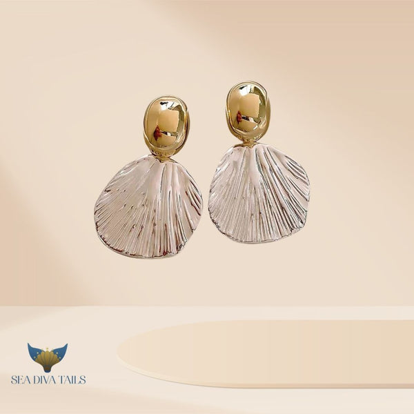 Metallic Seashell Drops Earrings