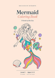 Sea Diva Mermaid Coloring Book Level 1 - Cover
