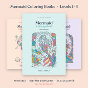 Sea Diva Mermaid Coloring Book Level 3 - All three covers
